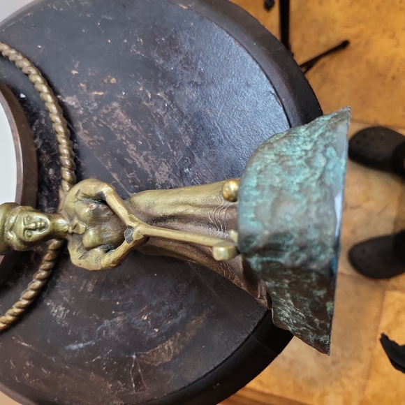 Bronze / Brass Vintage Lady Golfer Desktop Mirror Rare - Picture 12 of 14